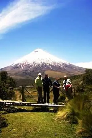 People in front of the Cotopaxi Volcano - Ecuador